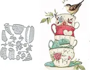 Cup Bird Flower Leaf Metal Die Cuts for Card Making,Spring Flower Leaves Card Cutting Dies Cut Stencils DIY Scrapbooking Album Decorative Embossing Paper Card Embossing Craft
