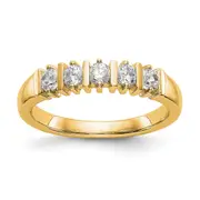 0.47ct. CZ Solid Real 14K Yellow Gold 5-Stone Wedding Band Ring