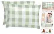 Sage Green Plaid Satin Pillowcases Standard Size Set of 2, Spring Silk Pillow