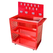SOGA 3 Tier Tool Storage Cart Portable Service Utility Heavy Duty Mobile Trolley with Porous Side Panels