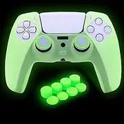 HLRAO PS5 Controller Skins Silicone Grip Glow in The Dark Protective Case for PS5 Dualshock 5 Controller + 8 PCS Caps & L2 R2 Trigger Grips Glow in The Dark.