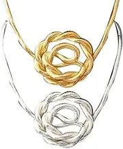 [Fuuxtci] 2 Pack Bendable Snake Necklace & Bracelet - Silver/Gold Snake Choker, Bgold Necklace For Women, Adjustable Wrap Choker, Punk Flexible Twist Jewelry for Women