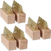 Relaxdays Grout, Set of 6, Weed & Moss Removal, Steel Bristles, Replacement Brushes, Garden & Patio, Natural/Gold, 70% Wood 30%, 6er Set