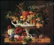 24x20 Urn with Fruits Backsplash Mural Tumbled Marble Tiles