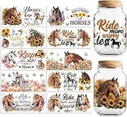 Peacoblue UV DTF Cup Wraps - 10 Sheets Horse UV DTF Cup Wraps for 16 oz, Sunflower Uvdtf Decals, Waterproof Personalized Rub on Transfer Stickers for Coffee Glass Bottle, DIY Wood Crafts
