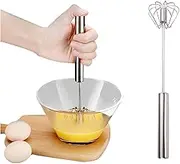 Stainless Steel Semi-Automatic Whisk Stainless Steel Egg Whisk Hand Push Rotary Whisk Blender Versatile Hand Push Stirrer Mixer Tool for Cooking Kitchen Home Egg Milk