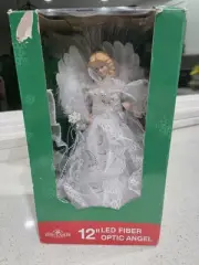 Fiber Optic White and Silver Angel LED Light Up Christmas Tree Topper 12" UL1984