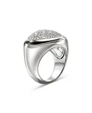 John Hardy Sterling Silver Pebble Diamond Pave Statement Ring
