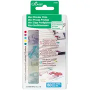 Clover Mini Wonder Clips - 50 Pack Assorted Colours - GENUINE