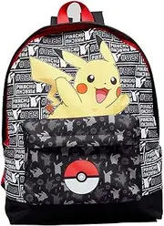 [Marvel] Pokemon Pikachu Pokeball Black Childrens Backpack School Bag Rucksack, Black, One Size, Casual