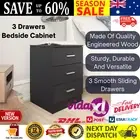 Bedside Table 3 Drawers Storage Unit Nightstand Bedroom Side Cabinet Lamp Stand