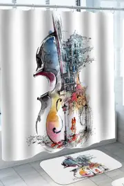 Art Painting on Violin Drawing Shower Curtain