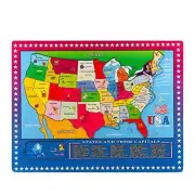 Wooden USA Map Puzzle, 46 Pieces US Map Puzzle for Kids, Educational Geograph...