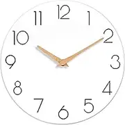cicininc Wall Clock, 12 Inch Wooden Silent Non-Ticking, Decorative Battery Operated Wall Clocks for Bedroom, Kitchen, Home, Living Room, Office, School, Hotel (White)
