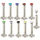 10pc Crystal Internal Thread Labret Ring Steel 6-12mm Bar Ear Lip Stud Piercing