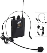 UHF Dual-Frequency Wirel Microphones Set with 1 Receiver 1 Transmitter 1 Mic 1 Headset Mic for Teaching Meeting Live Performance Black 3