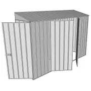 Build-a-Shed 0.8 x 3 x 2m Single Hinged Door Shed with Double Hinged Side Doors - Zinc