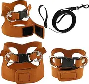 3 Pack Bearded Dragon Harness and Leash Adjustable Soft Leather Lizard Harness 3 Sizes with Leash Accessories for Bearded Dragon Lizard Squirrel