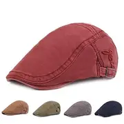 Men's Flat Cap Black Red Cotton Fashion Streetwear Stylish 1920s Fashion Outdoor Daily Going out Plain Warm