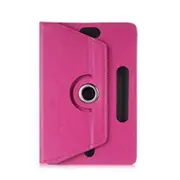2Pc Universal 360 Degree Rotating Four Hook Leather Tablet Protection Case Rose Red_10 Inch