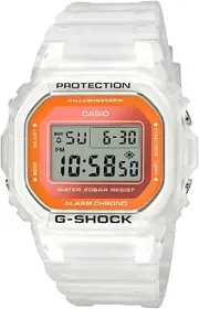 Casio G-Shock Mens Digital Watch White/Orange DW-5600LS-7DR DW-5600LS-7 DW-5600 2-Years Warranty