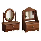 Wood Desk Makeup Mirror Wooden Table Top Vanity Mirror for Living Room Women
