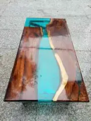Blue Clear Epoxy Resin Dining Table Top, Resin Kitchen Table Top, Home Furniture