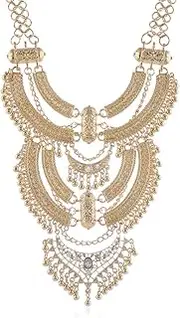 [Thkmeet] Vintage Caved Double Layer Bohemian Long Statement Necklace Women Gypsy Ethnic Turkish Jewelry