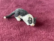 Dollhouse Black And White Cat about to pounce 1:12 scale