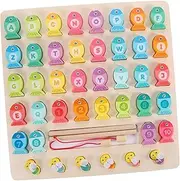 WOONEKY 1 Set Wooden Shape Learning Matching Puzzle Wooden Magnet Wooden Fishing Game Angling