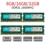 Crucial 32GB 16GB 8GB 4G PC3L DDR3L 1866MHz/ 1600MHz SODIMM Laptop Memory LOT AU