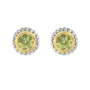18k Gold And Sterling Silver Peridot Stud Earrings