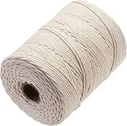 Macrame Cord 4mm x 328yards Natural Macrame Cotton Rope Colored Macrame Rope Soft Cotton Cord Macrame Supplies Craft Rope Macrame Yarn for Plant Hanger Wall Hanger Dreamcatcher(Beige)