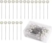 100 Pcs Sewing Pins, Ball Head Pins, White round Pearl Headed Pins for Wedding,