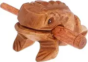 Labymos 6 Inches Small Frog Guiro Rasp Frog Sound Maker Solid Wood Material Musical Percussion Instrument Educational Instrument Tool with Wooden Stick