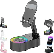 Sonicdrop Dock – No-Pair Magic Speaker & Charging Stand, Sonicdrop Dock Holder Foldable Cellphone Stand,Wireless Induction Audio Bluetooth Speaker, Drop-to-Play Sound,360 Degree Rotation (Black B)