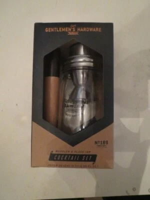 Williams-Sonoma Hammered Muddler & Glass Jar Cocktail Set - New in Box