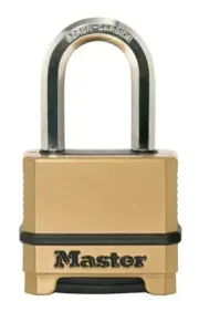Master Lock Heavy Duty Outdoor Combination Lock, 1-1/2 in. Shackle, Brass, 6 Pck