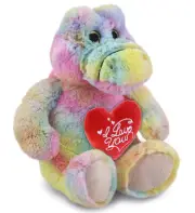 DolliBu I Love You Valentine Plush Rainbow Sitting Alligator with Heart- 9 Inch