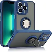 Cavor Case for iPhone 13 Pro (6.1") Soft Slim Fit TPU Case PC Bumper 360° Rotation Ring Holder Kickstand Phone Cases [Work with Magnetic Car Mount] Shockproof Protective Cover-Navy Blue
