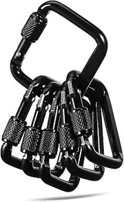 Totority 6 Pcs Square Locking Carabiner Clips Heavy Duty Metal Keychain Ring Holder for Climbing Outdoor Activities and Everyday Use Secure Threaded Design for Reliable Attachment