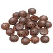 30pcs Wooden Sewing Button 25mm 2 Holes Round Craft Button Medium Brown