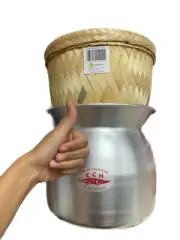 Set of Sticky Rice Steamer Pot and Basket Cook Kitchen Cookware Tool