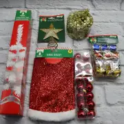 6PC 15" Christmas Tree Bundle (Tree, Garland, Skirt, Star, 2 Ornaments)