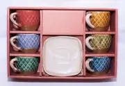 Alpine Cuisine Italy Design Set of 6 Tea/Coffee Cups & Saucers