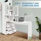 Computer Desk Office Student Study Table Home Workstation Corner Shelf White