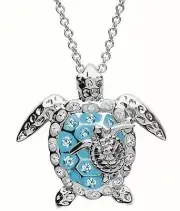 Mother and Child SEA TURTLE Animal NECKLACE Jewelry Silver 16" Chain & Extension