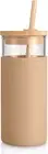 20Oz Glass Tumbler Straw Silicone Protective Sleeve Bamboo Lid - BPA Free (Amber