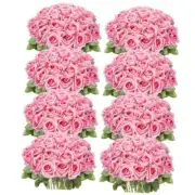 120 Pcs Artificial Roses in Bulk,Long Stem Roses Artificial Gradient Pink