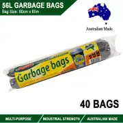 40pcs 56L Garbage Bin Black Liners Bags Disposable Rubbish Trash 80x65cm Wide